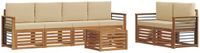 vidaXL - Bank loungeset - 6 zitplekken - Natuurlijk en beige - Massief acacia hout