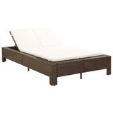 vidaXL Ligbed met kussen 2-persoons poly rattan bruin