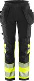 Fristads High Vis Green werkbroek dames stretch klasse 1 2663 GSTP - Hi-Vis geel/zwart - 38