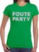 Bellatio Decorations Shoppartners Bv Foute Party verkleed t-shirt - zilveren glitter tekst - groen - voor dames - L