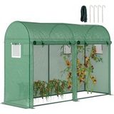 Outsunny Serre de jardin 3 m² en PE, serre extérieure avec bâche renforcée 140 g/m² résistante aux UV, structure en acier, 2 portes zippées enroulables et 4 fenêtres enroulables, 3 x 1 x 2 m, verte