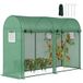 Outsunny Serre de jardin 3 m² en PE, serre extérieure avec bâche renforcée 140 g/m² résistante aux UV, structure en acier, 2 portes zippées enroulables et 4 fenêtres enroulables, 3 x 1 x 2 m, verte