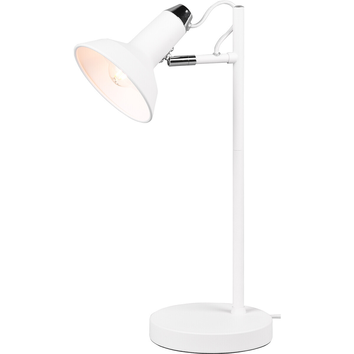 BES LED LED Bureaulamp - Tafelverlichting - Trion Rollo - E14 Fitting - Rond - Mat Wit - Aluminium