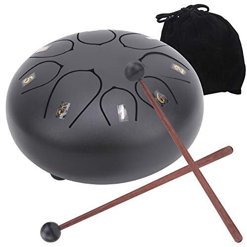 01 02 015 Handpan Drum, met Opbergtas C Key Tong Drum, Staal Draagbaar voor Beginners Yoga Meditatie Muziek Onderwijs(Zwart2671974)
