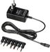 Amazon Basics Voeding, universeel, met 7 afneembare stekkers, 3-12 V (DC), omkeerbare polariteit, zwart