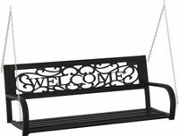 vidaXL Schommelbank 125 cm staal en kunststof zwart