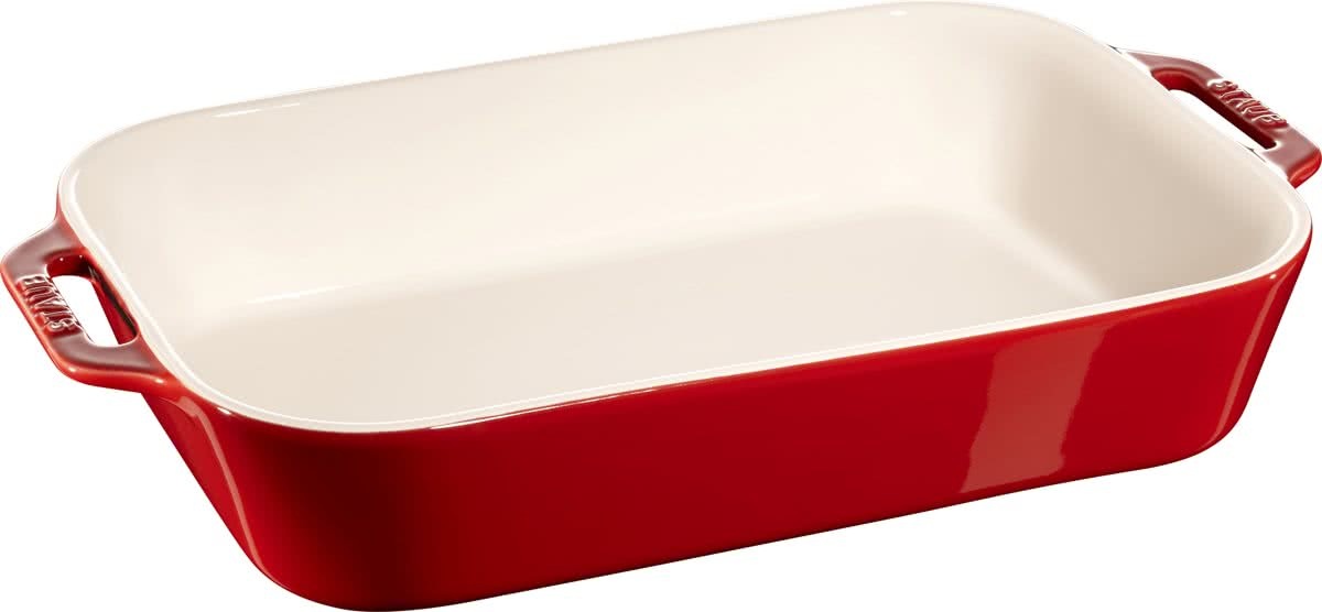 Staub Rechthoekige gratineerschaal 34 x 24 cm - kers 4 5 l