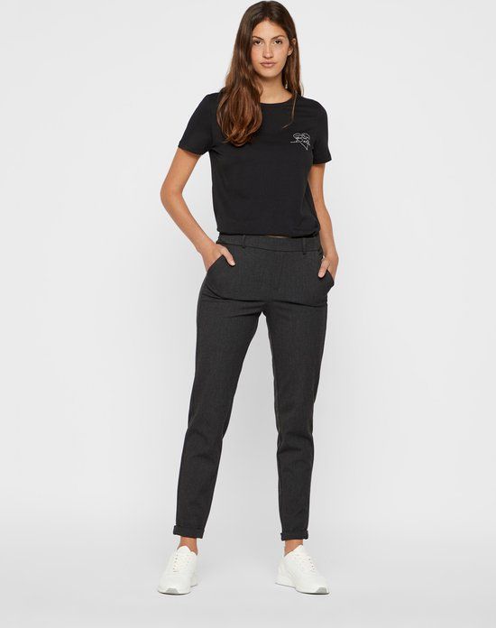 Vero Moda VMMAYA MR LOOSE SOLID Broek Dames - Maat S - Donkergrijs