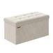 Songmics LSF247W01 Fluwelen opvouwbare poef, opbergkist, voetenbank met 2 opbergdozen, 38 x 76 x 38 cm, 300 kg draagvermogen voor hal, woon- of slaapkamer, crèmewit