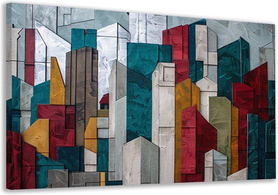 Merkloos / Sans marque Skyline Canvas Schilderij - Architectuur Portret - 70x50cm - Modern