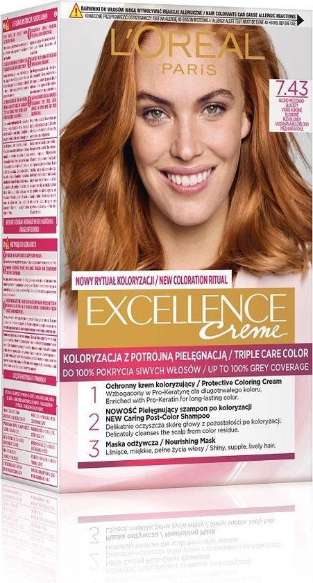 L'Oréal Paris Excellence Creme haarkleur 7,43 Koper-goudblondine