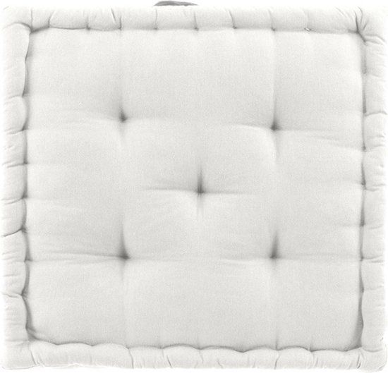 Merkloos Vloerkussen 50 x 50 cm Keoni Wit - Katoen - Vierkant - 10 cm dik - Wit
