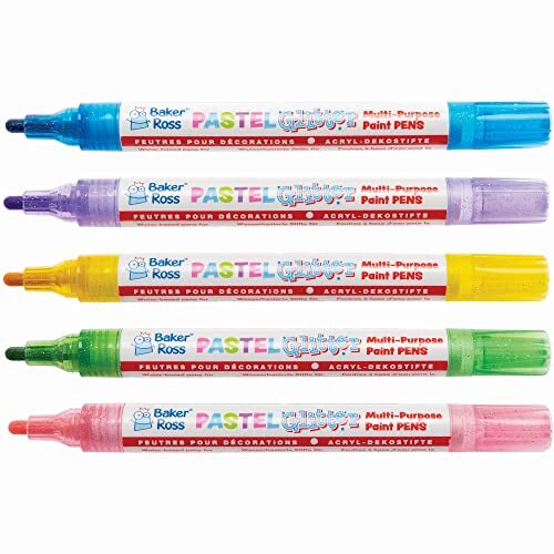 Baker Ross Glitter Acryl Potloden in Pastelkleuren - Set van 5, knutselbenodigdheden, acryl potloden en kleurpotloden voor kinderen (FC332)