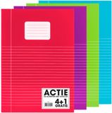 Soho Schriften - A4 formaat - 70 grams papier - Met kantlijn - 4 kleuren - Blauw/Rood/Groen/Paars - Lijn - 80 bladzijden - 5 stuks