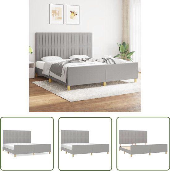 vidaXL Bedframe stof lichtgrijs 180x200 cm