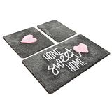 Setmat Design Home Sweet Home Setmat Set (3-delig) donkergrijs