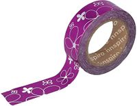 Masking Tape Washi-folie, bloemen, roze, 15 mm x 10 m, serie metaal