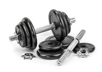G5 HT SPORT Halterset + gietijzeren schijven Ø 25 mm [10,20,30 kg], verstelbaar gewicht met schroefsluitingen en veer, set voor training thuis en in de sportschool, fitness en krachttraining