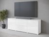 VITTORIO Meuble TV-HiFi 2 portes 2 tiroirs blanc/blanc brillant avec LED