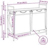 vidaXL Wasmand 2 vakken met plank gerookt eikenkleurig