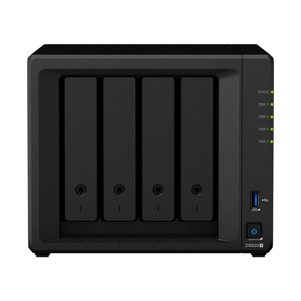 Synology DiskStation DS920+ NAS Server - Mini Tower - Intel Celeron J4125 - 4GB RAM - Black