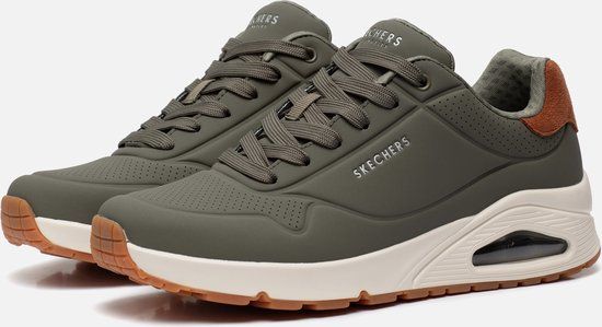 Skechers Uno - Suited On Air Heren Sneakers - Olijfgroen - Maat 45
