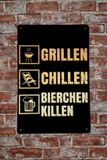 Merkloos Cave & Garden Metalen Wandbord Grillen en Chillen 20 x 30cm