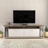 Hanah Home Stijlvolle tv-standaard, wit & walnoot, 160 cm x 35 cm x 50,8 cm