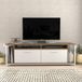 Hanah Home Stijlvolle tv-standaard, wit & walnoot, 160 cm x 35 cm x 50,8 cm