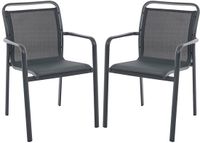 Vente-unique Set van 2 stapelbare tuinstoelen van aluminium en textileen - Donkergrijs - VELYRA van MYLIA