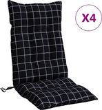 vidaXL Stoelkussens 4 st hoge rug ruitpatroon oxford stof zwart