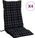 vidaXL Stoelkussens 4 st hoge rug ruitpatroon oxford stof zwart