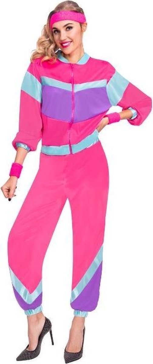 Amscan Trainingspak Jaren 80 Polyester Roze Maat S