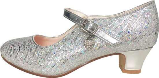 Spaansejurk NL Elsa en Anna schoenen zilver glitterhartje Prinsessen schoenen - maat 27 binnenmaat 17 5 cm bij verkleed jurk