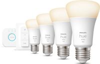Philips Hue Starterspakket - E27 - 4x Standaard Lampen - Warmwit Licht - Hue Bridge & Dimmer Switch