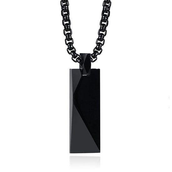 Mendes Ketting met Hanger Geometrisch - Langwerpig Zwart