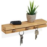 Merkloos Relaxdays sleutelrekje - magnetisch - voor binnen - 29,5 cm - wand - bamboe