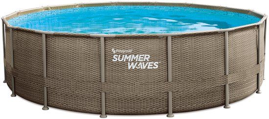 Summer Waves Frame Zwembad Premium Rond Weave - ⌀488 x 122 cm