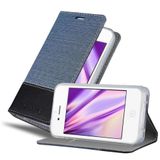 Cadorabo Apple iPhone 4 / 4S Étui livre avec fermeture magnétique, fonction support et fente pour carte de crédit en bleu / noir
