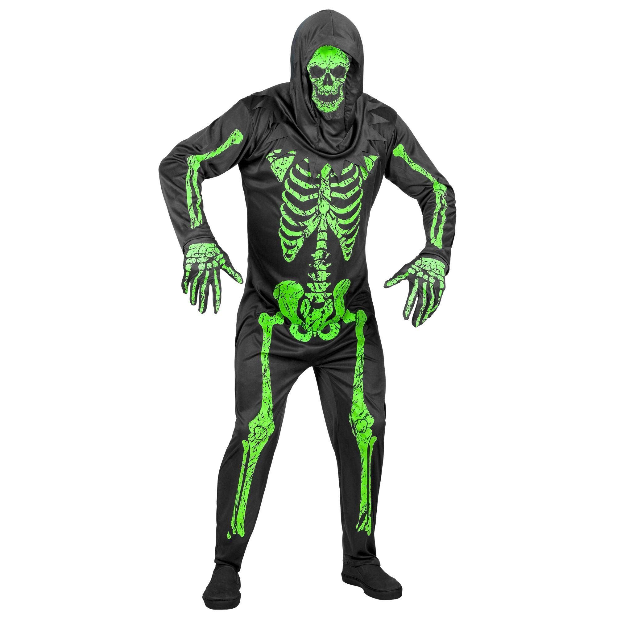 Widmann Spook & Skelet Kostuum Gruwelijk Groen Neon Skelet Man Small Halloween Verkleedkleding