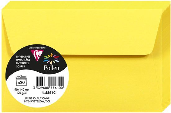Clairefontaine Stuifmeel enveloppen 90x140 mm, koala grijs
