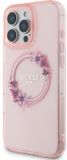 Guess - Backcover iPhone 16 Pro - Magsafe IML flowers wreath - Roze
