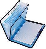 D.RECT Aktetas Notitieboekset Uitbreidbare map Organisator Map Uitbreidbare draagbare bestandsmap Documentmappen Ronde elastische band met sluitknop 7 vakken A4 Blauw