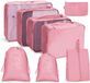 Unyqoos® Koffer Organizerset met 8 Stuks Waterdichte Reis- en Kledingopslag Tassen voor Vakanties - Roze