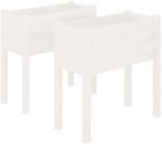 vidaXL Plantenbakken - 2 stuks - 70x31x70 cm - Massief Grenenhout - Wit