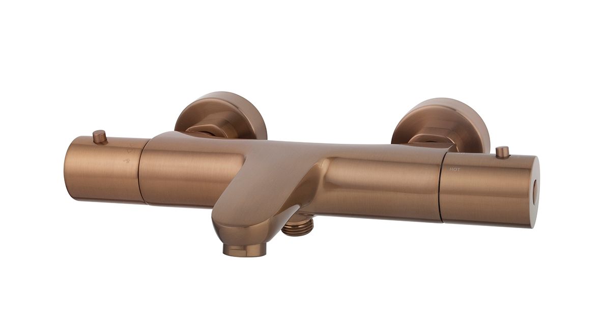 Wiesbaden Caral Thermostatische Badmengkraan Geborsteld Brons Koper