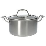 Casserole avec couvercle en verre, revêtement 3 couches, inox, sans PFAS, Ø20 cm