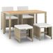Ensemble de salle à manger de jardin et coussins 5 pcs mobilier de jardin poly rotin beige