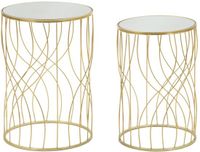 Mauro Ferretti Tafel Ligne Set 2pcs Ø 38x55 cm Goud Metaal Klassiek Rond