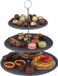 Merkloos Relaxdays serveertoren 3 laags - 34 x 30 cm - leisteen - met handgreep - voor fruit